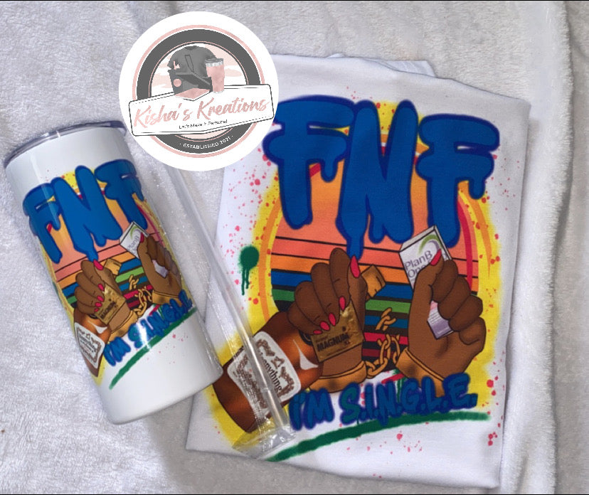 F.N.F WHITE TEE & TUMBLER