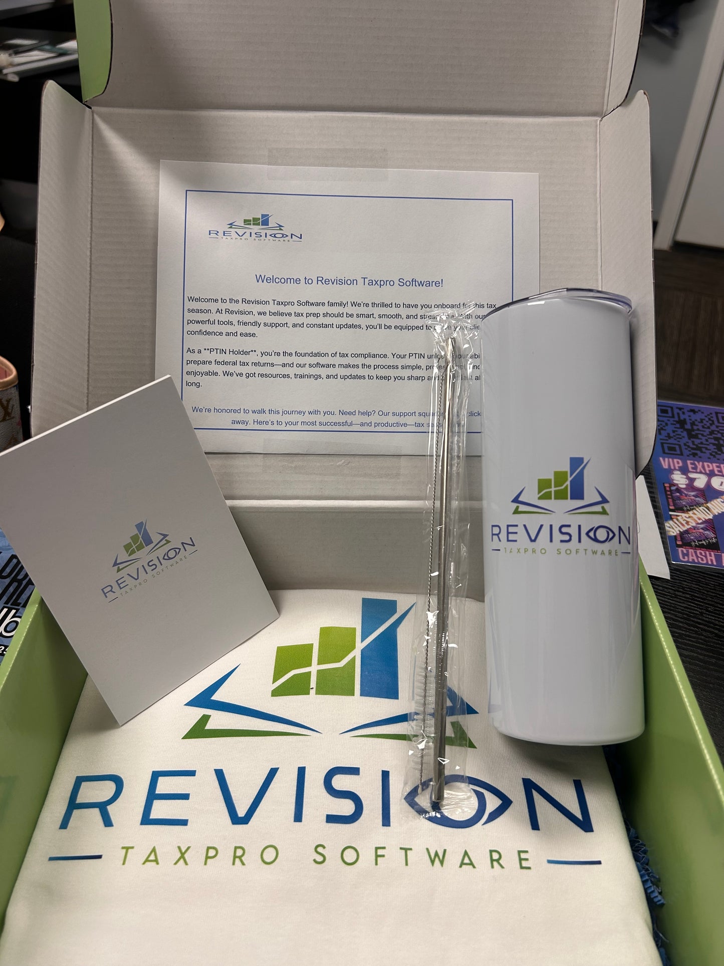 WELCOME BOX:Customized with your logo on everything!